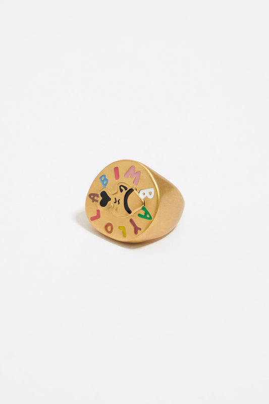 Fish coin logo ring