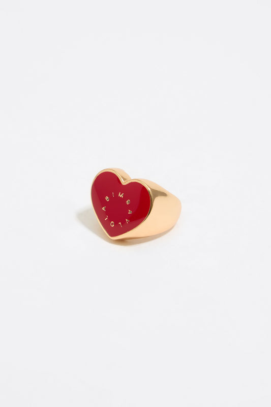 Red heart logo ring