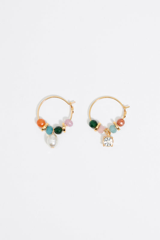 Multicolor stones hoop earrings