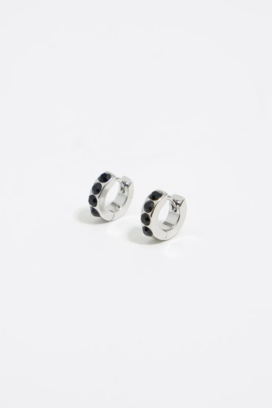 Silver color mini hoop earrings crystals