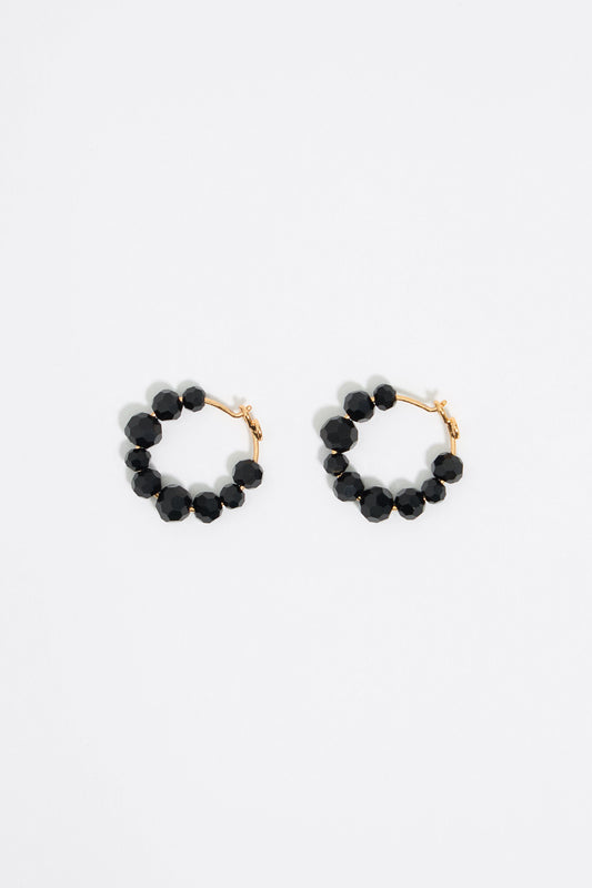Black crystal hoop earrings