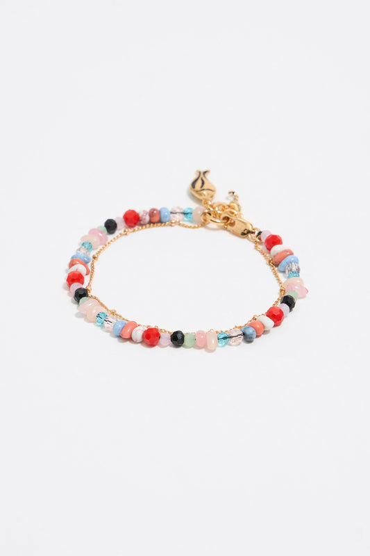 Multicolor stones, fish and seahorse necklace