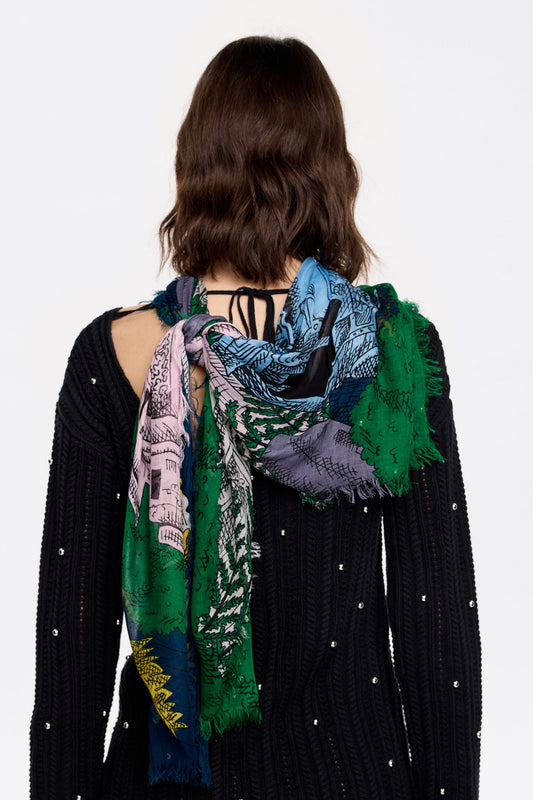 Blue Indian city shawl
