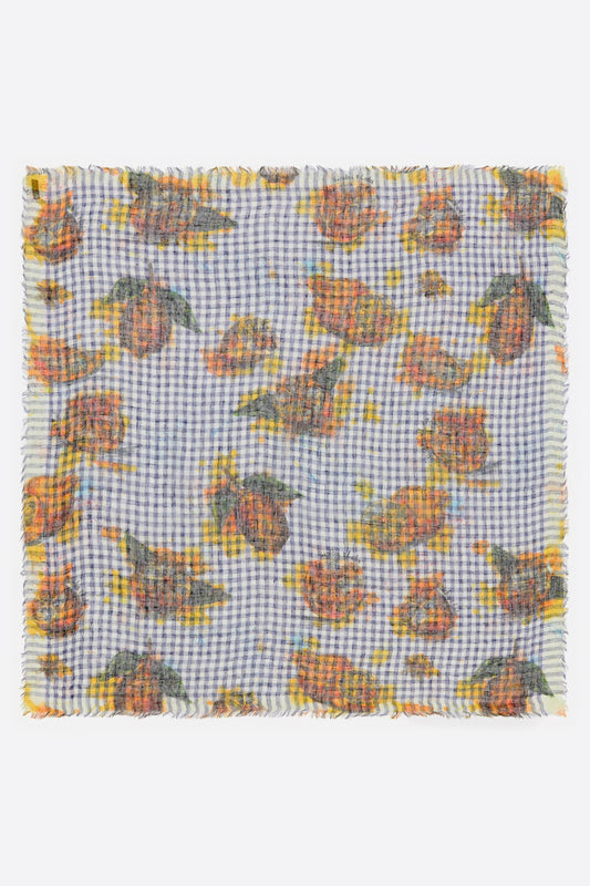 Checked lemon print shawl