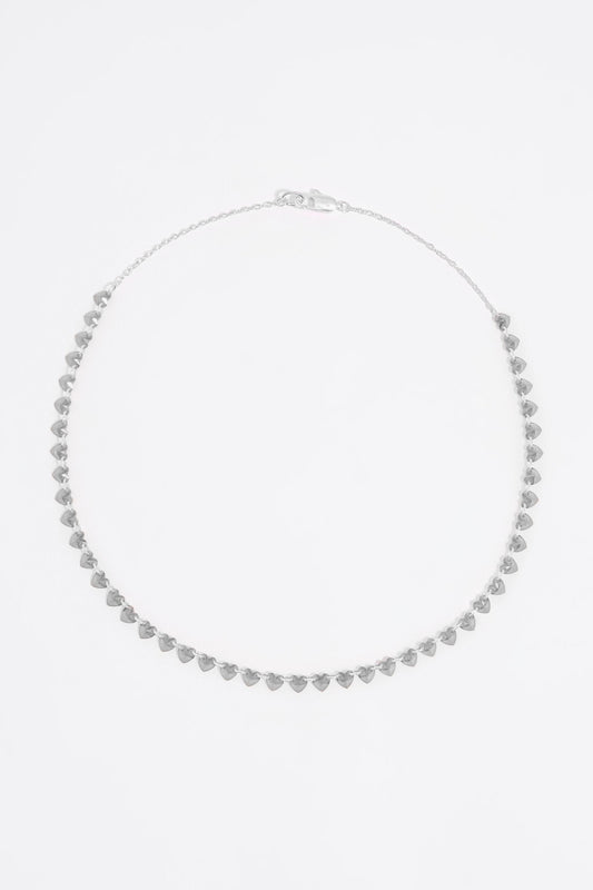 Silver hearts and crystals necklace