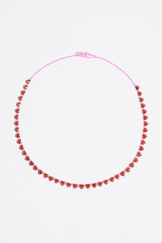Pink hearts and crystals necklace
