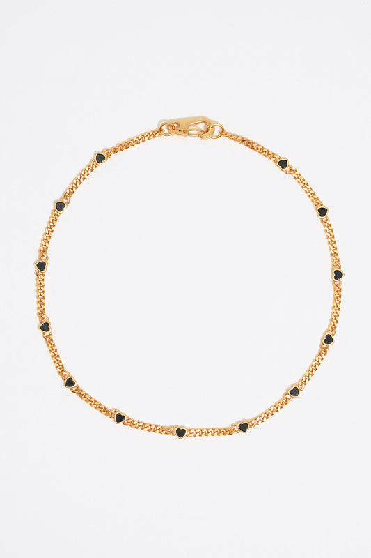 Black stone heart chain necklace
