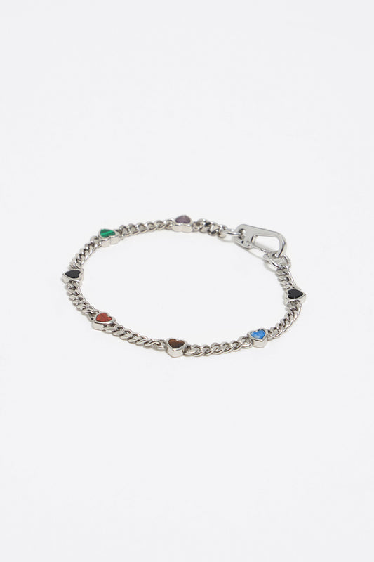 Multicolor heart chain bracelet