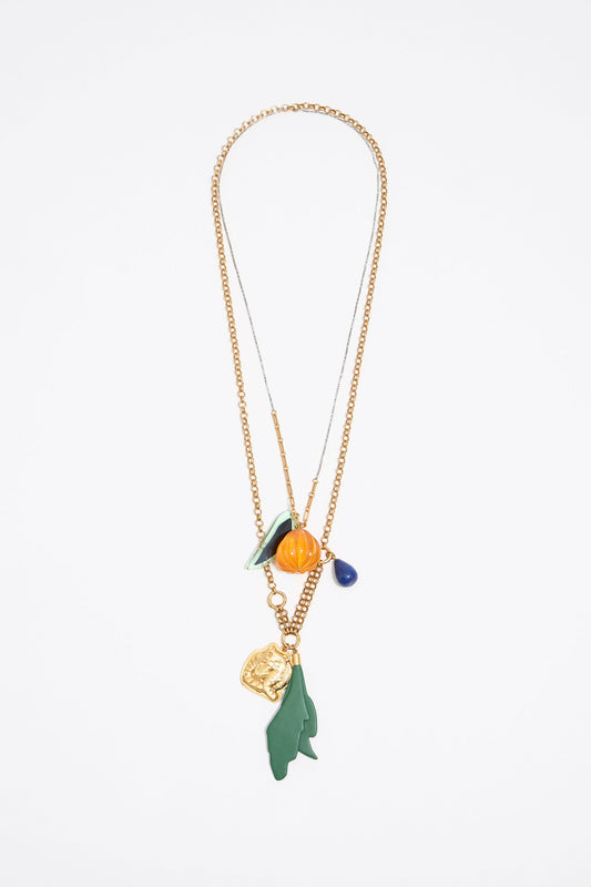 Gold tiger and chains necklace