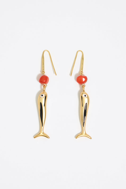 Gold fish earrings