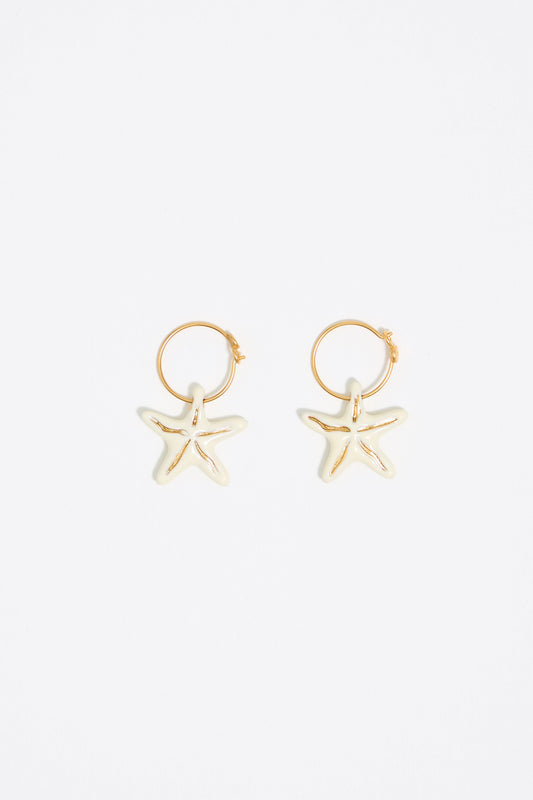 Ivory stars hoop earrings