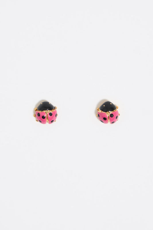 Pink ladybug earrings