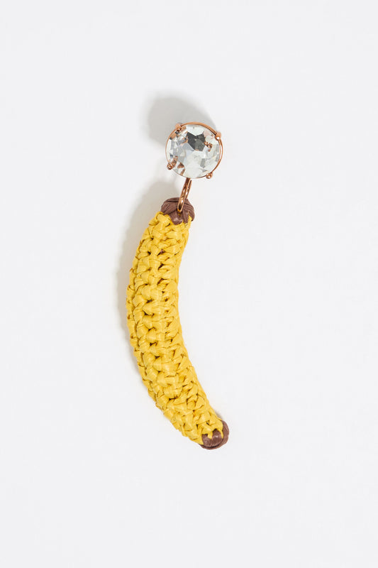 Banana crystal and raffia earring