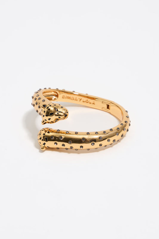 Gold panther bracelet with crystals