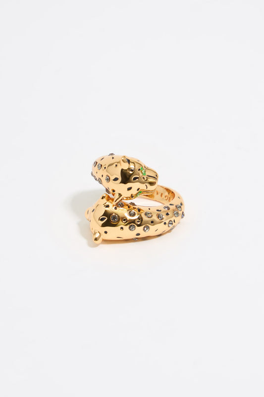 Gold and black panther ring