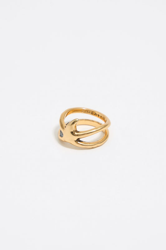 Textured gold star ring