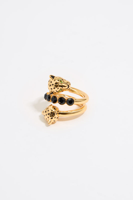 Golden panthers spiral ring