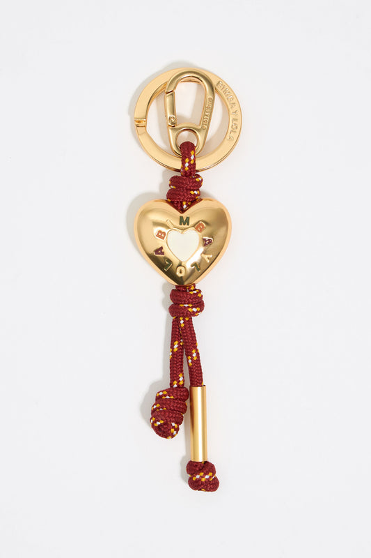 Orange rope heart key ring