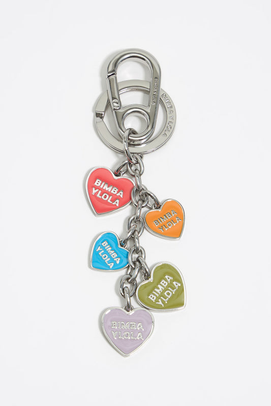 Silver hearts key ring