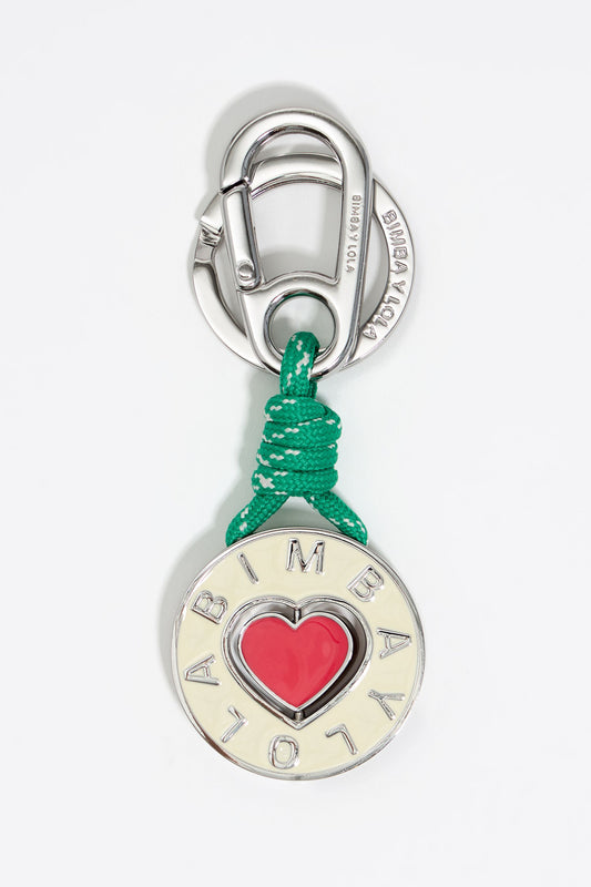 Ivory heart circular key ring