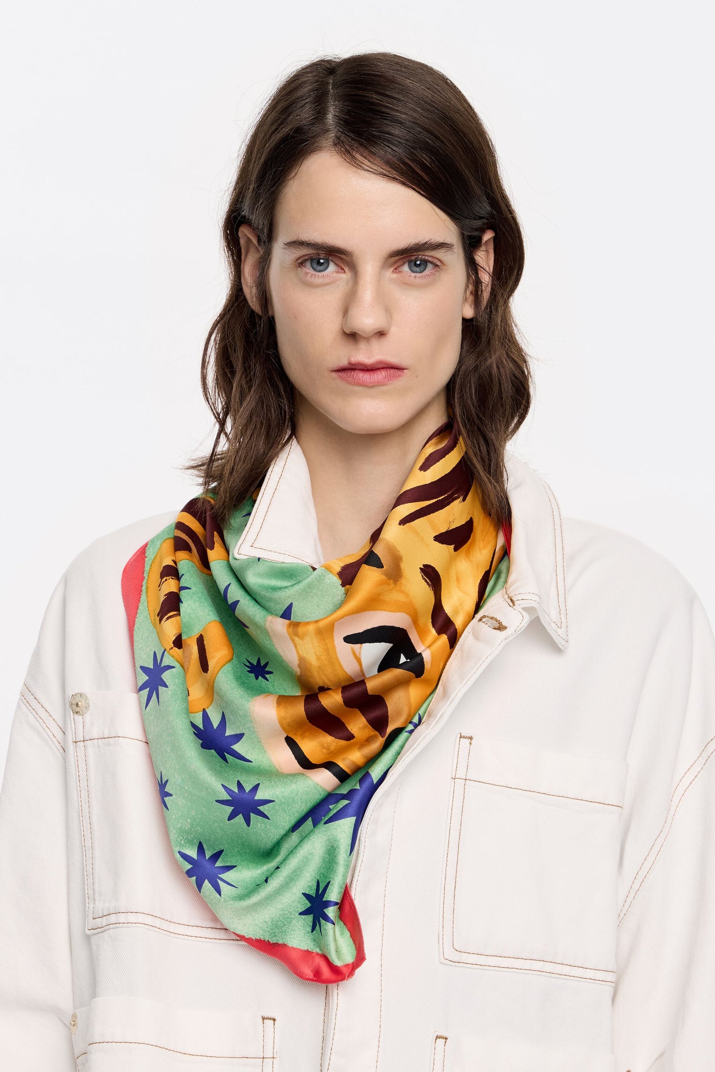 Ocher tiger sketch scarf