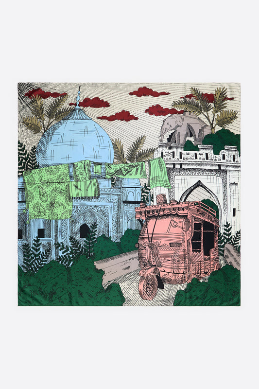 Coral Indian city scarf