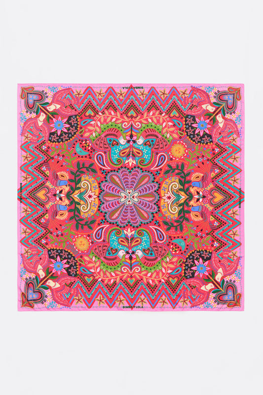 Strawberry birds and mini prints scarf