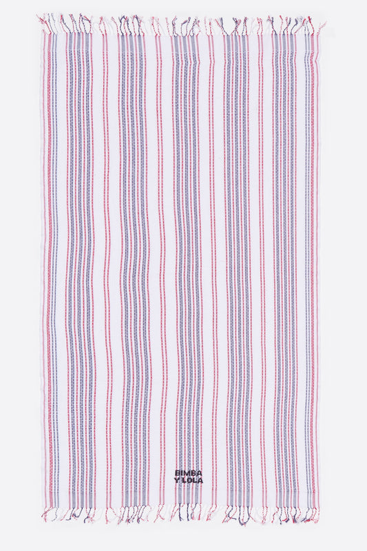 Red woven striped towel