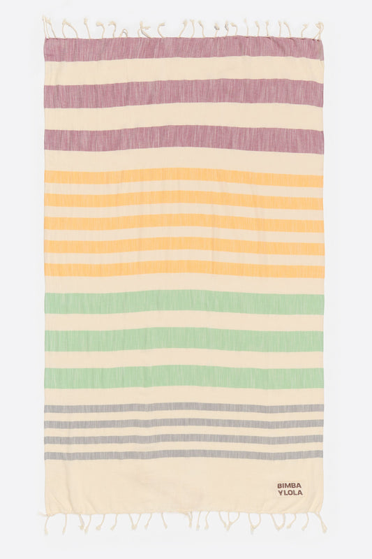 Burgundy multicolor striped towel