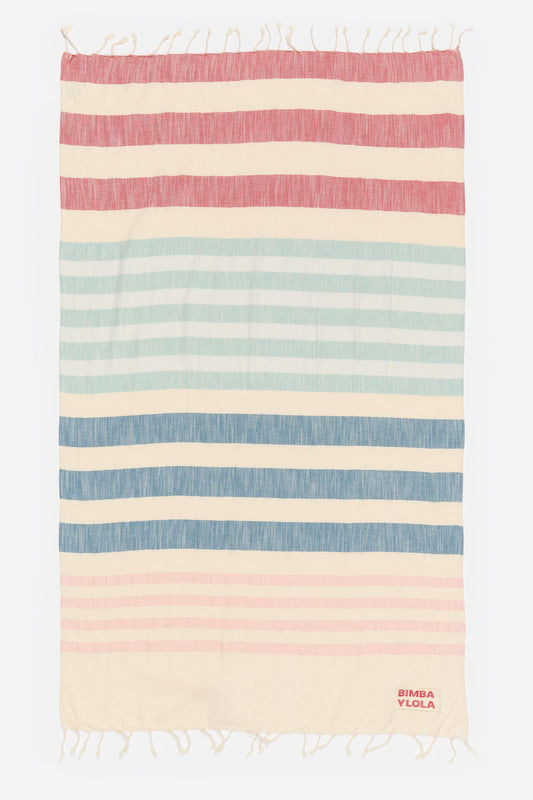 Navy blue cotton multicolor striped towel