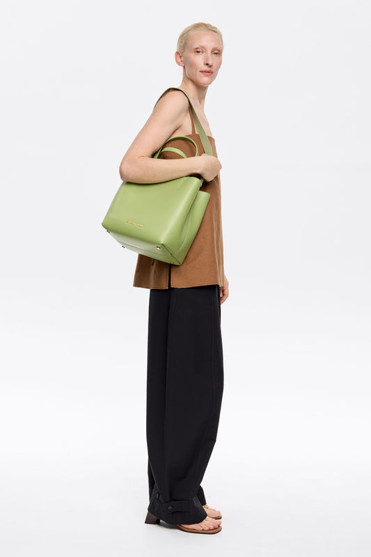Large apple green leather Chihuahua bag