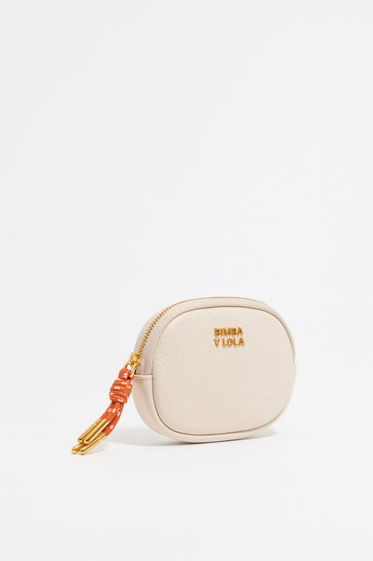 Off-white leather oval coin purse