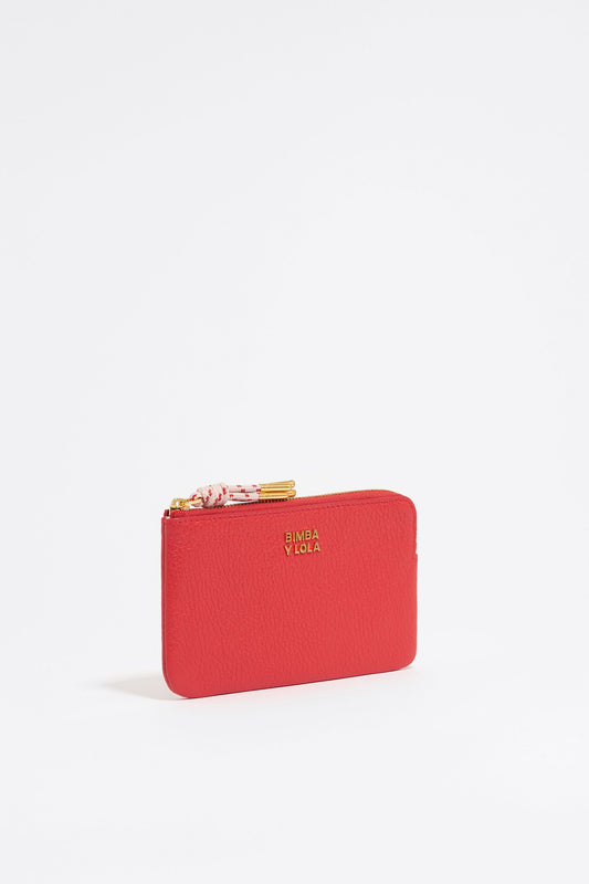 Poppy red leather coin purse