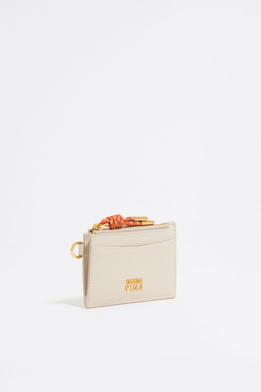 Off-white leather card holder