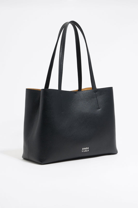 Large black leather Chihuahua shopper bag