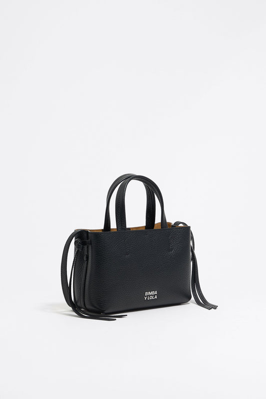 Mini black leather Chihuahua bag