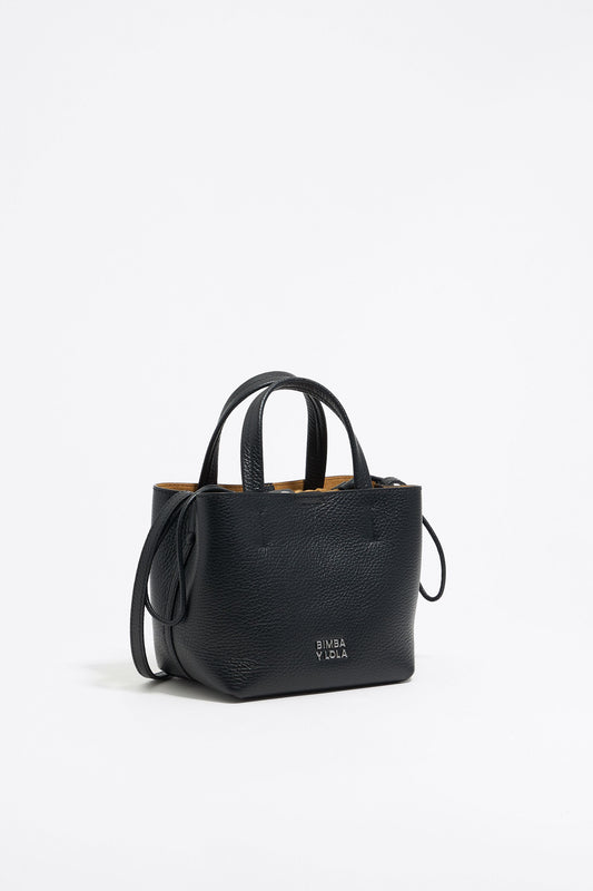 Mini black leather Chihuahua bag