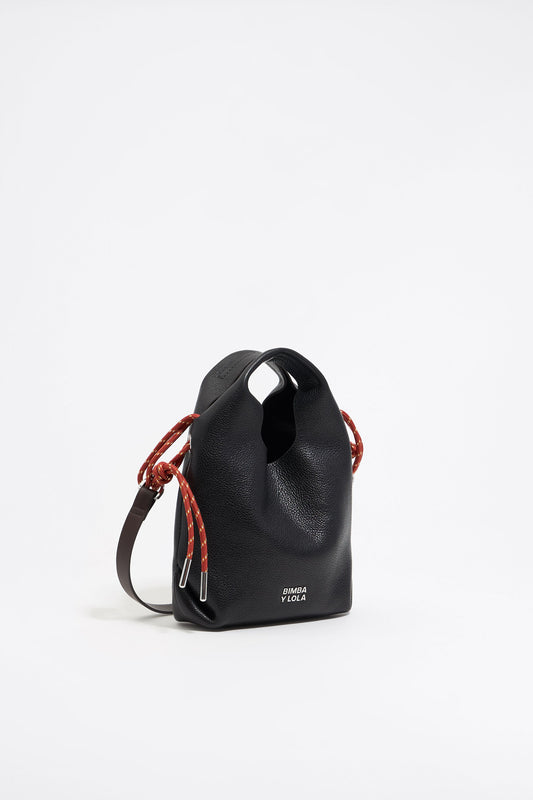 Black leather mini Paper bag