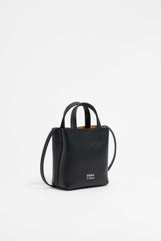 Mini black leather Chihuahua bag