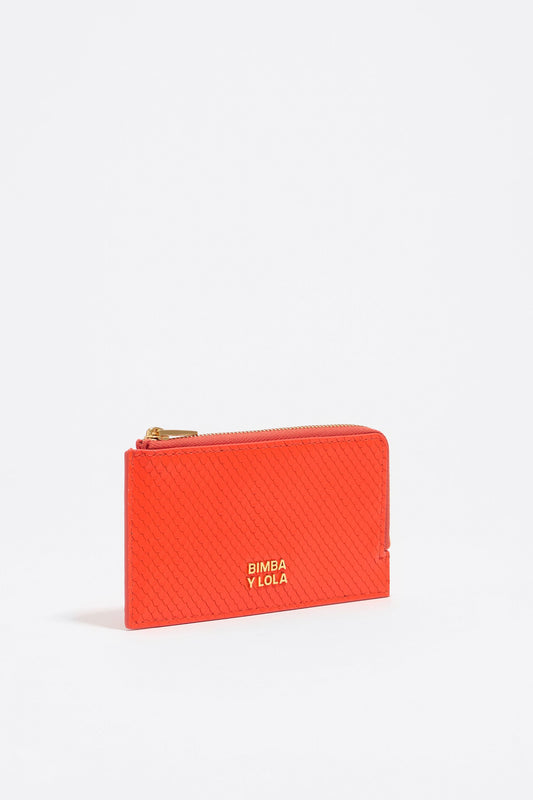 Coral leather card holder/coin purse