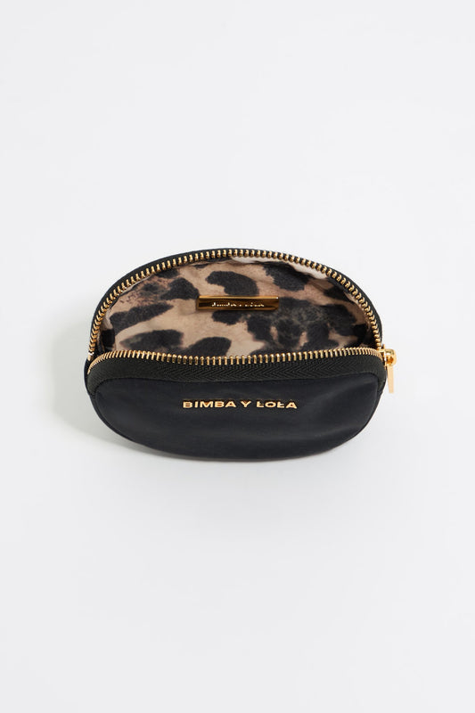 Black nylon oval coin purse