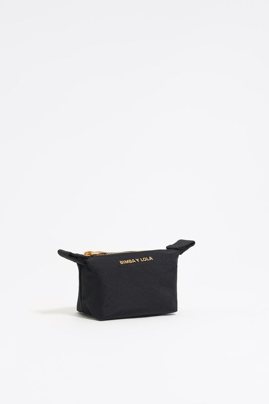 Mini black nylon trapezium coin purse