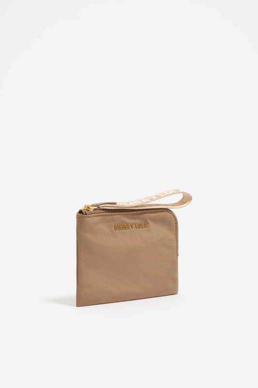 Bark brown nylon coin purse