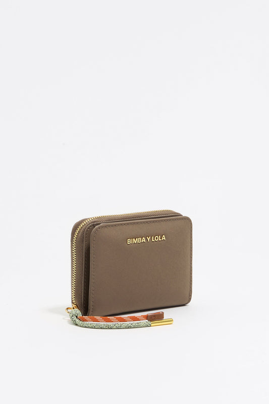 Khaki brown nylon flap purse
