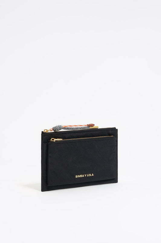Black nylon double purse