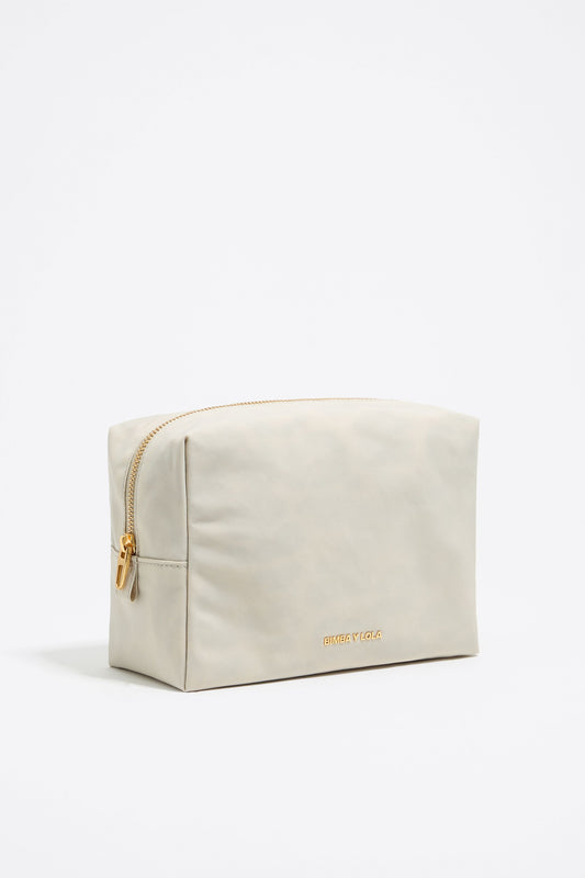 Large stone white nylon make-up case