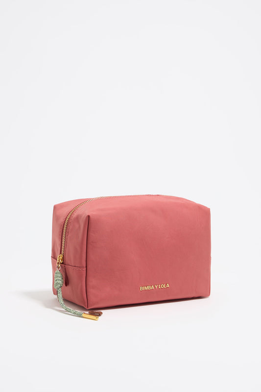 Medium pink nylon make-up case