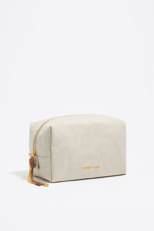 Medium stone white nylon make-up case