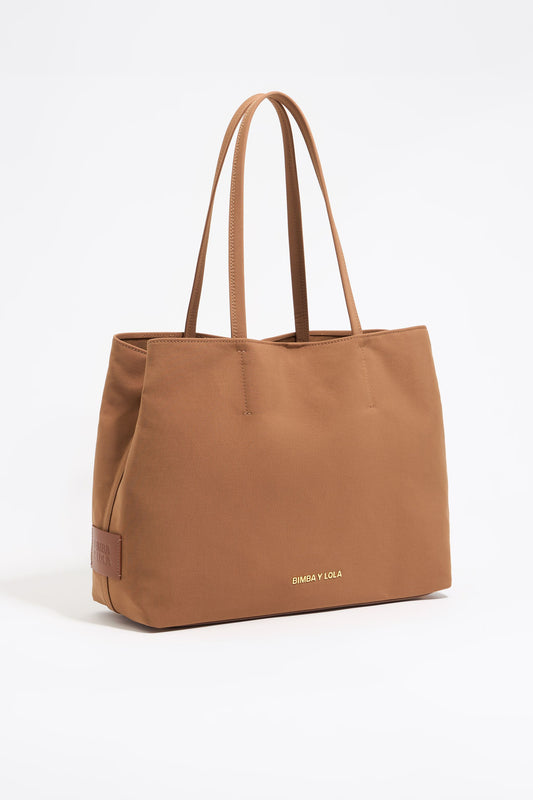 Large cinnamon gabardine Chihuahua shopper bag