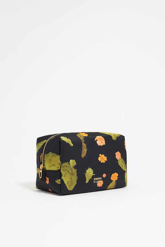Medium black Cactus nylon make-up case